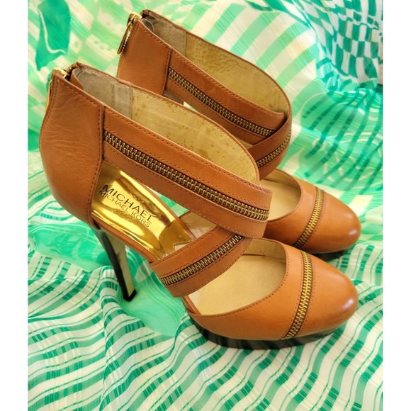 Michael Kors Brown Leather Platform Stilettos Size 9 - Picture 5 of 14